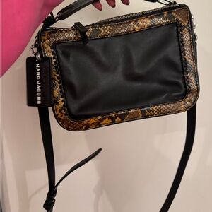 Marc Jacobs Black and Snake Print Crossbody Bag